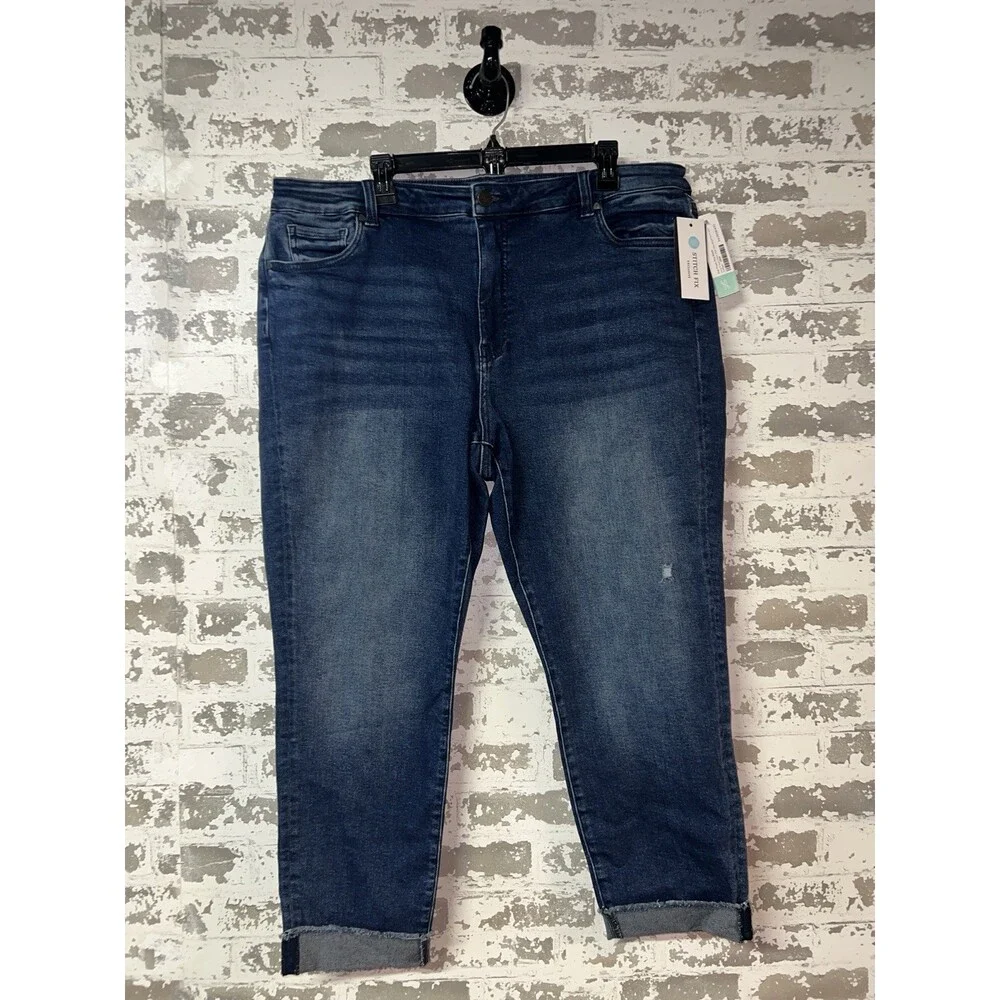 NWT! Kut From The Kloth Amy Frayed Hem High Rise Boyfriend Jeans Indigo Blue 20W - Picture 2 of 11